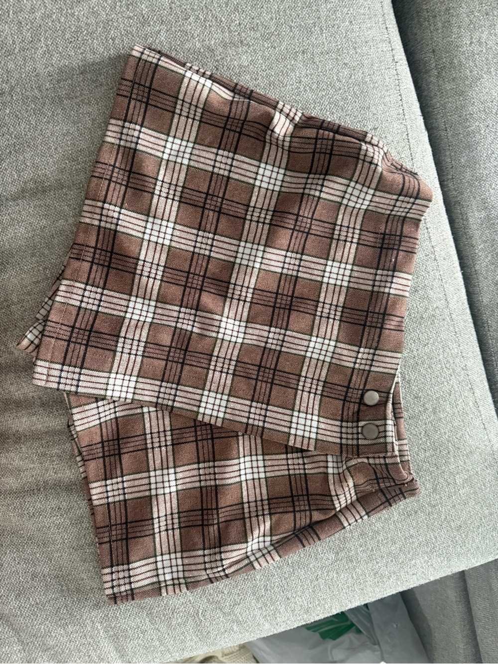 Sincerely Jules Brown Plaid Chino Skort